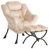 Garvee Lazy Chair With Ottoman, Modern Lounge Accent Chair, Living Room, Bedroom, Dorm, Office, Grey, Ergonomic Design - Beige