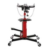 Garvee 2-Stage Hydraulic Telescoping Transmission Jack 1100 LBS Capacity Red, 33.8"-72.8" Adjustable Height, Heavy Duty with Foot Pedal and 360° Swivel Wheels - Red