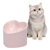Garvee Heart Shaper Ceramic Elevated Cat Bowls Pink, Raised Anti Vomit Food Water Feeder for Small Cats Dogs