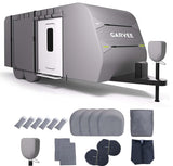 Garvee RV Cover 20-22FT, Camper Trailer Cover with Anti-UV, Waterproof, Windproof Straps, Includes Tire, Gutter, Tongue Jack Covers & Adhesive Repair Patches - Gray