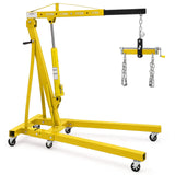Garvee Engine Hoist with Lever, 2 Ton 4000 Lbs Heavy Duty Folding Cherry Picker Engine Lift Hydraulic Tilting Engine Shop Crane with 6 Iron Caster Wheels Telescopic Boom Hitch,Yellow - Yellow-B