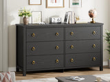 Garvee 6 Drawer Dresser Black Engineered Wood Bedroom Living Room Hallway 47'' Wide - Black