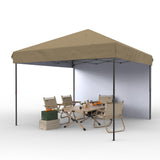 Garvee 10'x10' Pop-Up Canopy Tent - Portable Instant Gazebo with 1 Removable Sidewall, 4 Stakes & Ropes for Outdoor Events, Patio, Party, Camping, Khaki - Khaki