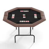 Garvee Poker Table for 8 Players, Octagon Foldable Poker Table with Cup Holders, Casino Quality, 48 Inch, Black - Brown With Plastic Cup