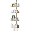 Garvee Corner Shower Caddy Tension Pole Adjustable 76-110 Inch 4-Tier Bathroom Organizer Silver Rustproof