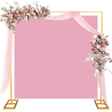 Garvee 8.2 FT Heavy-Duty Gold Backdrop Stand Adjustable Portable Pipe & Drape Arch Kit for Wedding Birthday Banquet Decor - Gold