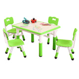 Garvee Kids Table and Chairs Set, Adjustable Height 4-Seat Desk for Ages 2-10, Arts & Crafts Study Table for Classrooms, Daycares & Homes, Green - Green