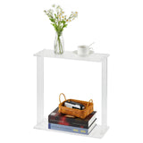 Garvee Acrylic Slim Console Table Clear 2-Tier Square Legs for Entryways Hallways Living Rooms 18x7x20in