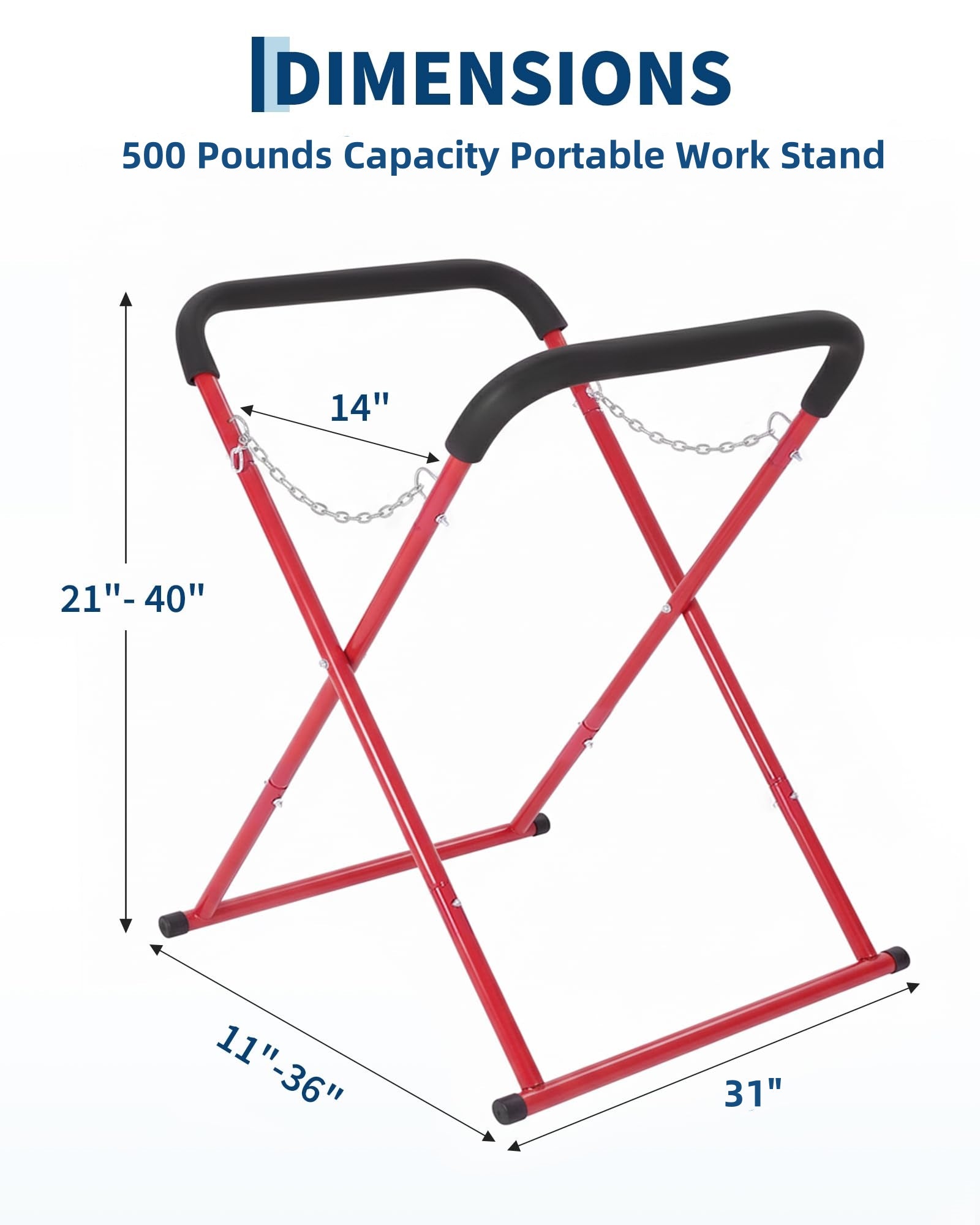Garvee Portable Workbench Folding Work Stand Heavy-Duty Automotive Fender Bumper Stand Adjustable 3.3ft x 2.6ft Powder-Coated Black