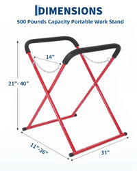 Garvee Portable Workbench Folding Work Stand Heavy-Duty Automotive Fender Bumper Stand Adjustable 3.3ft x 2.6ft Powder-Coated Black