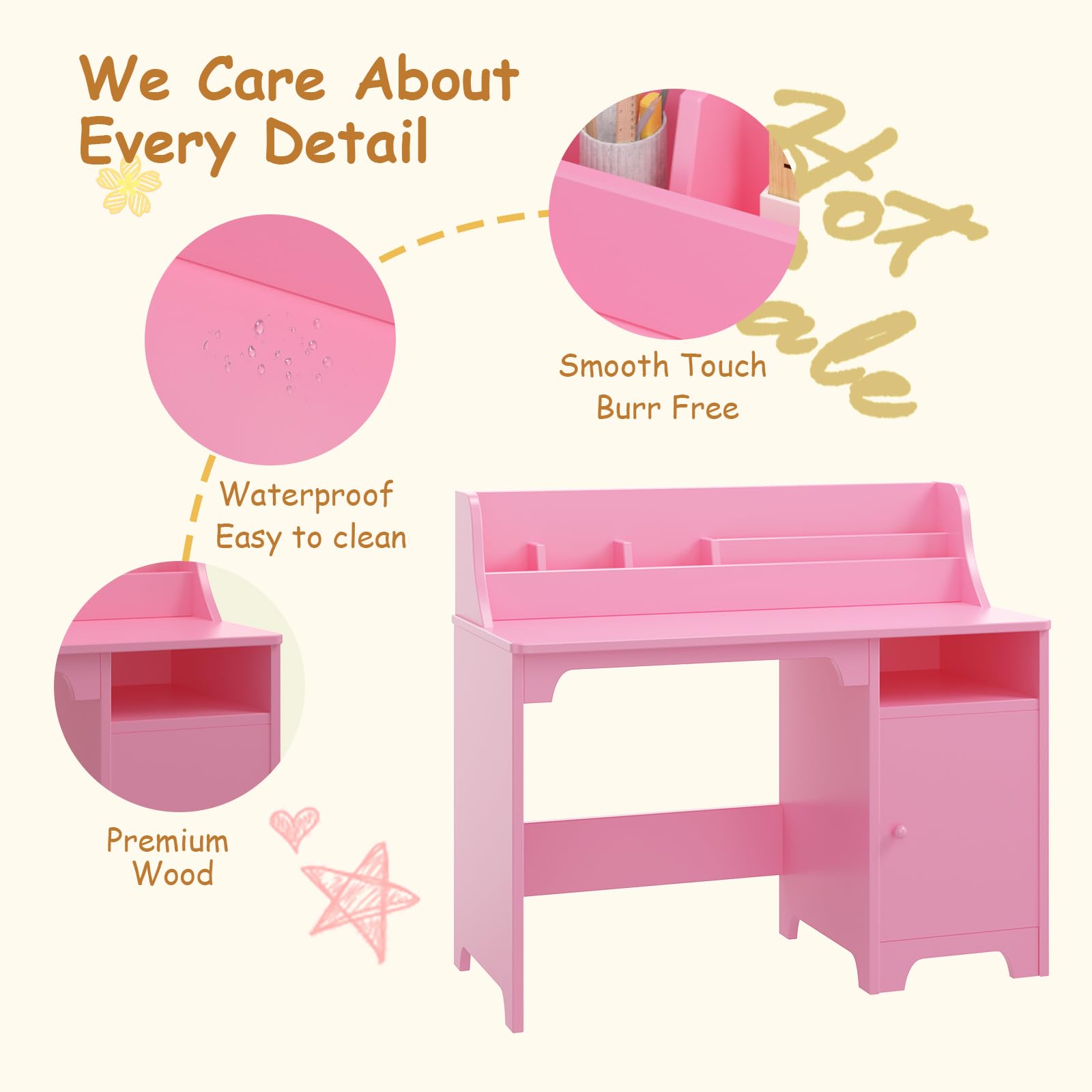 Scratch-resistant waterproof smooth kids desk finish