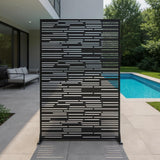 Garvee Metal Privacy Screen 72" H x 44" W Freestanding Outdoor Portable Fence Divider Screens Black - Black-4