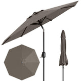 Garvee 9' Outdoor Patio Umbrella, Outdoor Table Umbrella, Market Umbrella with Push Button Tilt and Crank, 8 Sturdy Ribs UV Protection Waterproof for Garden, Deck, Backyard, Pool, Taupe - Taupe