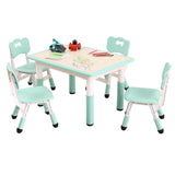 Garvee Kids Table and Chairs Set, Adjustable Height 4-Seat Desk for Ages 2-10, Arts & Crafts Study Table for Classrooms, Daycares & Homes, Light Blue - Light Blue