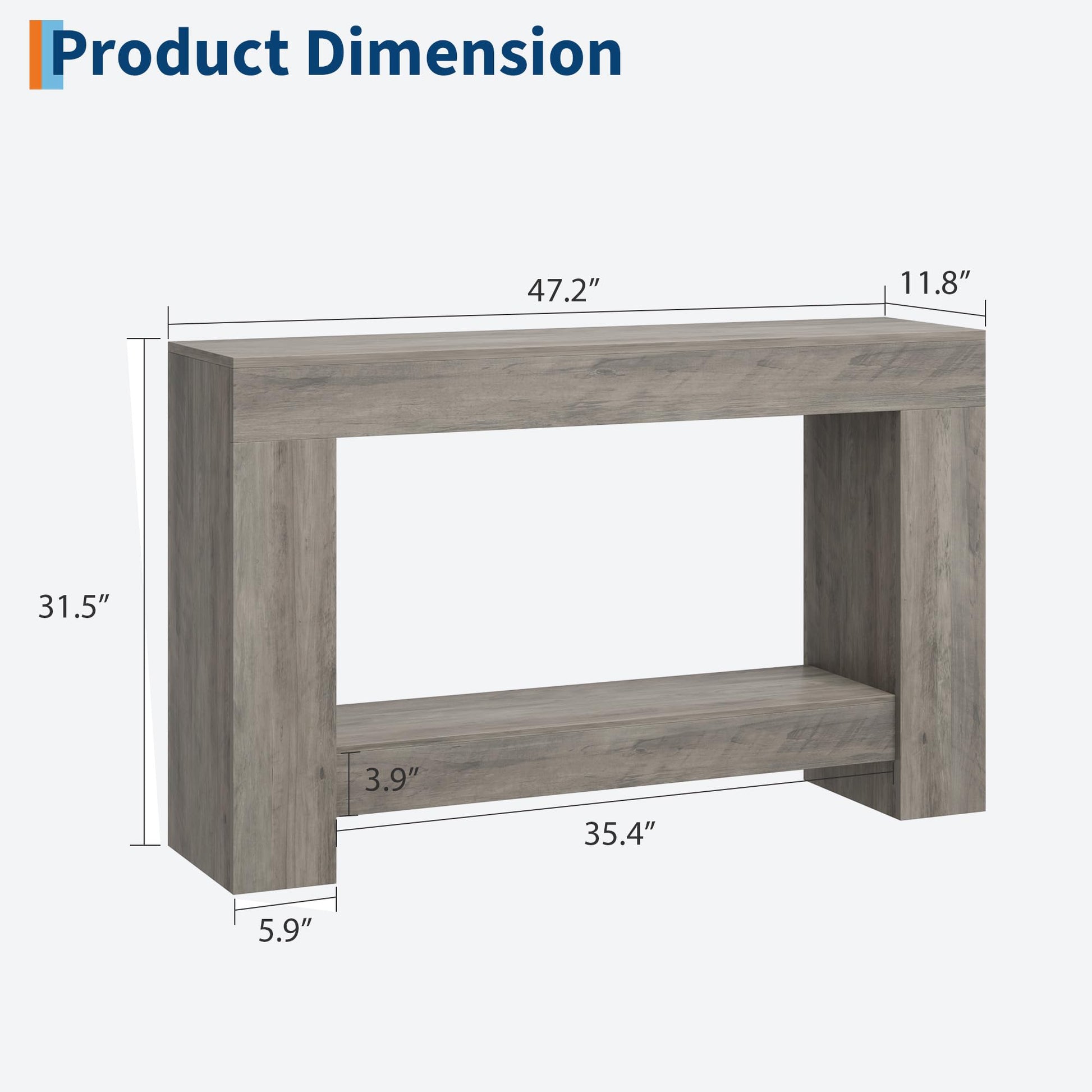 Dimensions du produit de la table console de ferme Garvee