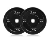 Garvee 90LB Weights Bumper Plates Set, 2 Inch Rubber Strength Training Plates for Weightlifting, Home Gym, Matte Black - 90Lb Black