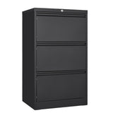 Garvee Carbon Steel Wide File Cabinet Durable Heavy Duty Office Storage Large Capacity Secure Locking Wide Drawer Design - White