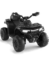 Garvee 12V Electric Ride On Car for Kids 3-8 Years, 2 * 45W Motor, Remote Control, LED Lights, Music Player & Emergency Brake, Battery Powered Cars for Toddlers & Big Kids - Black - Black
