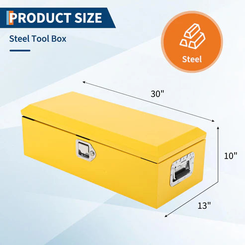 Garvee Heavy Duty Steel Truck Bed Tool Box – Waterproof Metal Storage Organizer with Lock, Side Handle, Durable Compact Toolbox for Pickup, RV, Trailer, Workshop – Powder-Coated Yellow, 30x13x9.6 Inches, 2026 Model