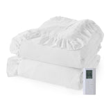 Garvee Heated Comforter Blanket Queen Size, Dual-zone Heating, Ruffle Electric Quilt with Wireless LCD Controller, Fast Heating & Overheat Protection, ETL Certified, Machine Washable, White, 90"x90" - White