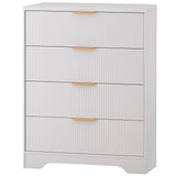 Garvee Fluted Dresser With 4 Drawers For Bedroom, Living Room, Hallway, Closet, Nursery, 38.6 in Tall, White, Gold Metal Handles - White