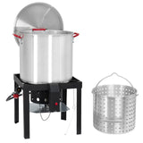 Garvee 60QT Seafood Boil Pot with Strainer Basket & 50,000 BTU Propane Burner, Aluminum Stock Pot for Crab, Lobster, Shrimp Boiling, Large Capacity, Silver