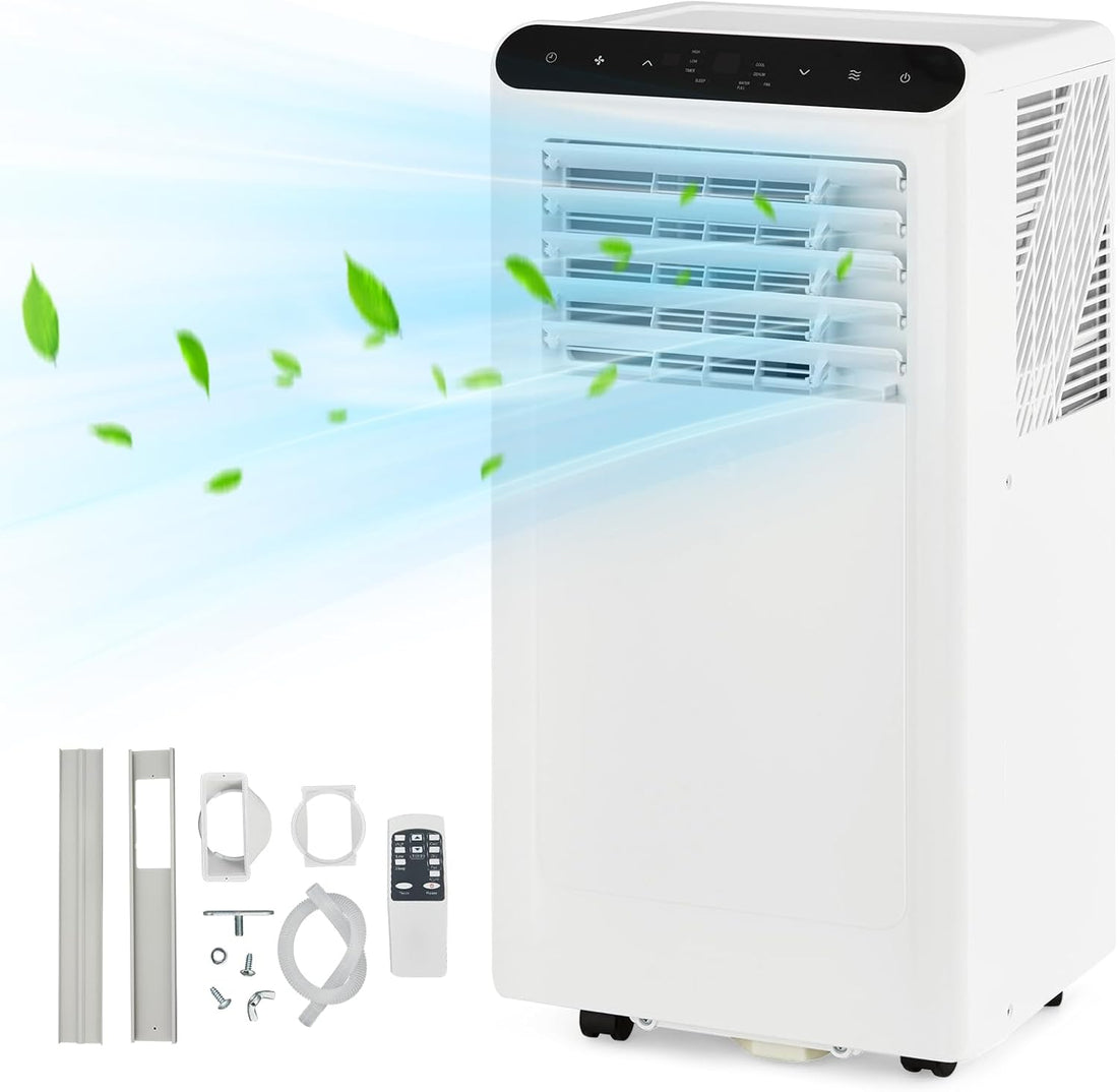 Climatiseur portable Garvee 8000 BTU, rafraîchit jusqu'à 32,5 m², unité de climatisation portable 3-EN-1 avec télécommande/affichage LED/minuterie 24 h/kit d'installation fenêtre et faible niveau sonore pour la maison/l'hôtel/le bureau - Dessus noir