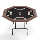 Garvee Poker Table For 8 Players Octagon Foldable With Cup Holders Casino Quality Texas Holdem Blackjack Card Gaming Table - Brown