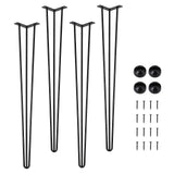Garvee Hairpin Table Legs 2-Rod 19 Inch - Carbon Steel - Black Finish - DIY Dining & Living Room Tables
