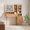 Garvee Modern Fluted Vanity Desk with Lighted Mirror & Power Outlet for Women & Girls, 24" HD Mirror, 5 Drawers, Gold & White