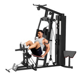 Garvee Multifunctional Home Gym Equipment 150LB Weight Stack Full Body Workout Machine with High/Low Pulley System Leg Press Butterfly Arms Black