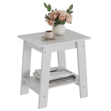 Garvee End Table, Small Side Table, Nightstand With 2-Tier Storage Shelf, Wood Bedside Table, Narrow Side Table Living Room, Side Table for Small Spaces, Bedroom, Entryway, Farmhouse, White - White