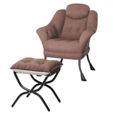 Garvee Lazy Chair Modern Recliner Armchair With Foldable Ottoman Detachable Cover For Apartments Coffee Ergonomic Reading Chair, Neutral Color - Coffee