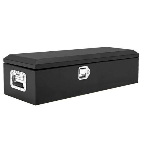 Boîte à outils en acier Garvee de 39 pouces pour plateau de camion - Conception en diamant avec poignées latérales et clés de verrouillage, rangement compact et durable pour pick-up, camping-cars et remorques, noire