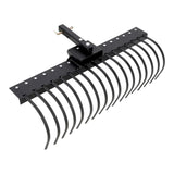 Garvee 49 Inch Landscape Rake Fits 2" Receiver for Tractor/ATV/UTV, Heavy Duty Rock Rake 17 Tines, Pine Straw Rake for Removal of Rock, Grass Clumps and Debris, Black