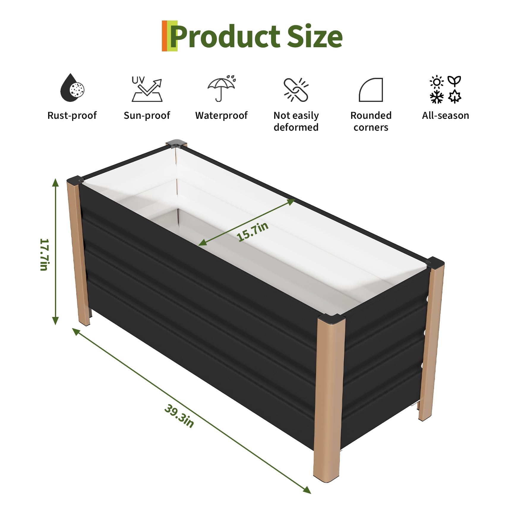 39 inch aluminum planter box product size