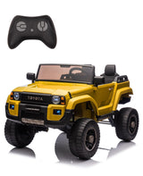 Garvee Toyota Licensed 24V 2-Seater Kids Ride-On Truck with Parent Remote Control, 4x550W Motors, Lockable Doors, LED Lights, Spring Suspension, Ages 3+, Red - Yellow