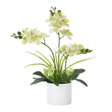 Garvee Real Touch Phalaenopsis Orchid in Pot with Vase for Indoor Home and Office Decor, Large Green Faux Orchids, 3PCS - Green