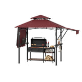 Garvee 8x5 Grill Gazebo Outdoor BBQ Canopy With Adjustable Dual Side Awnings, Heavy Duty Steel Frame, Claret, Patio Shelter - Claret
