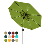 Garvee 9 FT Patio Umbrella with Solar Lights, Waterproof UV Protection, Green, Outdoor Garden Backyard Poolside - Green