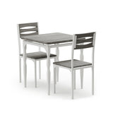 Garvee Dining Table Set for 2, 3 Piece with Spiral Metal Legs, Small Kitchen or Dining Room, Wash Grey, Space Saving - Grey