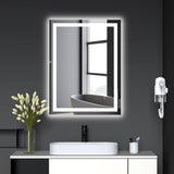 Garvee 36x24 Inch Rectangular LED Bathroom Mirror with Front & Backlight, Dimmable, Anti-Fog, Shatter-Proof, 3 Light Colors, Memory Function, Horizontal/Vertical Mount - Rectangular