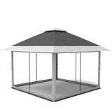 Garvee 12x12 Pop Up Gazebo Outdoor Canopy Shelter with Mosquito Netting 4 Stanbags Instant Gazebo Tent for Lawn, Garden, Backyard, Deck (Charcoal Gray + Light Gray) - Grey