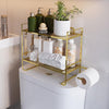 Garvee 2-Tier Organizers and Storage Gold No Drilling Toilet Storage Rack Above Toilet Back Organizer