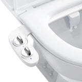 GARVEE Toilet Bidet Attachment - Non-Electric Self-Cleaning Dual Nozzles (Feminine Wash and Bidet), Fresh Cold-Water Sprayer for Existing Toilets with Adjustable Pressure Control - white