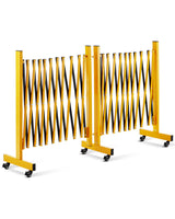 Garvee Metal Expandable Barricade Gate 23 ft Folding Safety Traffic Driveway Dog Gate Yellow Black Portable Crowd Control Barrier - 23Ft Telescopic Corner Model | With 6 Wheels | Yellow And Black (Includes Instruction Manual)