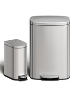 Garvee 50L & 10L Stainless Steel Kitchen Trash Can Set - Pedal & Soft-Close Lid - Rustproof 410 Stainless Steel - Compact Design for Kitchen & Bathroom - Silver - Edelstahlfarbe
