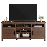 Garvee 70.9" Farmhouse TV Stand with Adjustable Shelves and Cabinet Doors for Living Room and Bedroom, Rustic Wood Finish - Brown