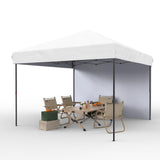 Garvee 10'x10' Pop-Up Canopy Tent with Sidewall - Portable Gazebo with Stakes & Ropes for Outdoor Events, Patio, Party, Camping, White - White