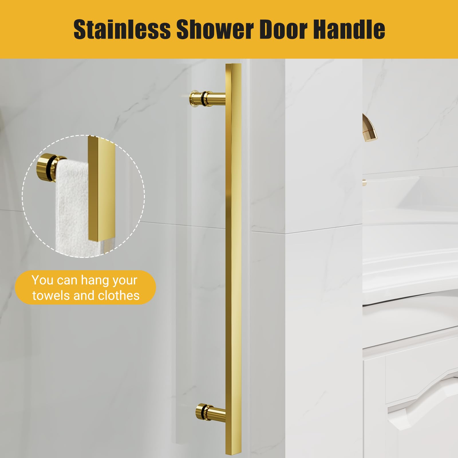 premium gold stainless steel shower door handle and hardware